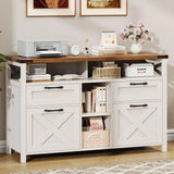 White Filing Cabinet for Home Office, 4 Drawer with Adjustable Shelf and Open Storage Shelf for Letter/A4 Hanging Files