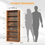 MCQ 6 Shelf Bookcase Wooden Large 63 Inch Tall Bookcase Standing