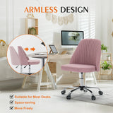 JHK Armless Small Desk Office Chair Cute Vanity Swivel Chair with Back Modern Fabric