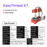 Easythreed K7 Portable Mini Desktop 3D Printer Household DIY Model Making 3D Printing Machine