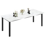 Rectangular Dining Table for 6-8 15mm Thick Metal Frame Wave Edge Dinner Tables