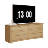 JHK 59IN Wood 6 Dresser Drawers Cabinet for Living Room Stable Structure