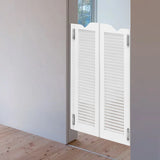 Solid Pine Wood and Aluminum Alloy Double-Door Partition Door, 180° Swinging Design, Country Style,