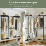 Industrial Pipe Clothes Rack Wall-Mounted Clothing Rack with Shelves