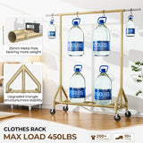 Heavy Duty Clothes Rack Load 450 LBS, Metal Garment Rack, Standing Rolling