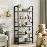 JHK 5 Tier Wooden Display Bookshelf Storage Standing Shelf Stable Frame Graduated Shelves for Organized Display
