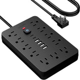 20 FT Flat Plug Surge Protector Power Strip, 11 AC Outlets with 6 USB Ports