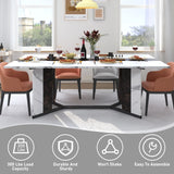 71In Large Rectangular White Dining Table for 4 5 6 8 10 People, Family Dinner Table