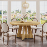 Tribesigns Round Dining Table for 4, 47 Inch Farmhouse Kitchen Table Small Dinner Table
