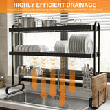 Over Sink Dish Drying Rack with Utensil Holder Household Dishes Strainers