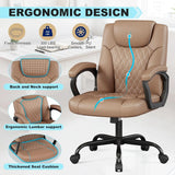 Ergonomic PU Leather Executive Office Chair Adjustable Height Rocking 360° Swivel Wheels Brown