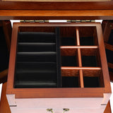 5 Tiers 4 Drawers Wooden Jewelry Storage Box with Mirror for Necklace