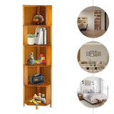 Corner Bamboo Bookcase,3/4/5 Tiers Brown A-Shaped Freestanding Display Bookshelf