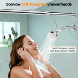 Tandem Shower Head For Couples, Dual Shower Head System - Double Shower Heads for Two People Rod