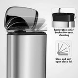Homfa 30L Stainless Steel Step Trash Can Kitchen Garbage Can W/ Soft Close