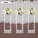 10Pcs Acrylic Vase Wedding Flower Stands Set, 23.6"H Clear Column Rack Geometric Display Stand