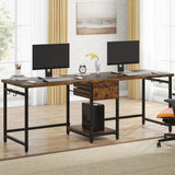 Tribesigns 78.74’’ Two Person Desk with 2 Drawers, Long Double Computer Desk Gaming Table with Shelves