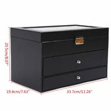 3Layers 25 Slot Watch Box Display Case Jewelry Sunglass Storage PU leather
