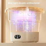Portable mini washing machine for baby and pet clothes, 9L capacity, foldable round body