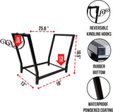 Black Firewood Racks with Hooks and Cover for Indoor Outdoor Use, Durable Storage