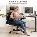 TCGBKAF Black Criss Cross Chair with Wheels&Flip-Up Arms, 25" Seat Cross Legged Office Chair with Flip-Up Back, Ergonomic Computer Desk Chair, Adjustable