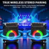 JYX Karaoke Machine with 2 UHF Wireless Microphones, Bluetooth Speaker with Bass/Treble/Echo Adjustment & LED Light