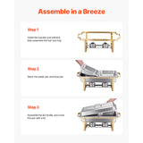SucceBuy 4 Pack Chafing Dish Buffet Set Stainless Steel Chafer w/2 Full Size & 4 Half Size Pans