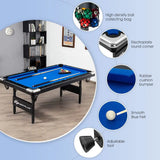 6 FT Folding Pool Table, 76 Inch Portable Billiard Tables for Adults