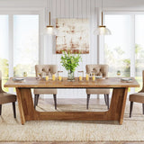 Dining Room Table: Rectangular Farmhouse Kitchen Table with Solid Pedestal