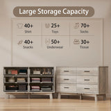 Rustic Farmhouse 6-Drawer Double Dresser, Dresser for Bedroom