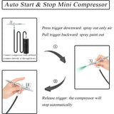 Casubaris cordless portable airbrush kit with compressor rechargeable and replaceable auto stop