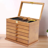 Wooden Gift Cabinet Jewelry Storage Box with Mirror and Lock for Jewelries