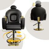 Reclining Barber Salon Chair 360°Swivel Barber Chair with Heavy Duty Hydraulic Pump for Spa Shampoo Hair