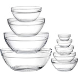 9 Piece Glass Mixing Bowls Set - Nesting Prep Bowls Clear for Salad Cereal Ice Cream Pasta Fruits