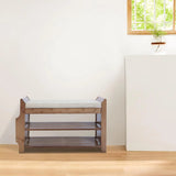 2Tier Shoe Rack Bench 31 Inch Entryway Bench with Storage Basket for Living Room
