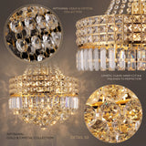 Luxury Gold Empire K9 Crystal Chandelier, 6-Light Adjustable Height Hanging Light