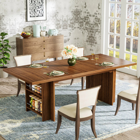 Tribesigns Dining Table for 6 to 8, 63-Inch Rectangular Wooden Kitchen ...