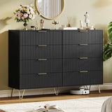 Fluted Dresser for Bedroom with 8 Drawers with Metal Handle