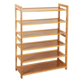 Compact 6-Tier Bamboo Shoe Organizer in Natural Wood Tone