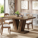Tribesigns 47-Inch Dining Table for 4-6, White Kitchen Dinner Table with Heavy Duty Pedestal