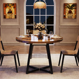 Tribesigns Round Dining Table for 2, 31.5" Industrial Kitchen Table with Metal Base