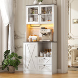 71‘’Kitchen Pantry Storage Cabinet with LED Lights and Power Outlet