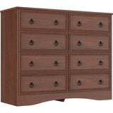 8 Drawer Dresser for Bedroom, Large Dressers Mid Century Modern Cherry