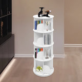 4 Tier Rotating Bookshelf 360° Spinning Display Rack with Wheels