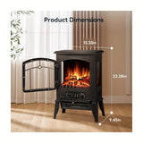 5100 BTU Electric Fireplace Stove Heater with Adjustable Flame & Thermostat