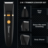 Scttomon 3-in-1 Multifunctional Body Groomer Ceramic Titanium Blade Trimmer for Full-Body Shaving Long USB Hair Body Nose IPX7