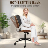 Office Chair with Wheels, Adjustable Height, Leather Swivel Chair for Desk,