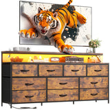 EnHomee 55" Wide Smart Dresser with LED Lights & Power Outlets