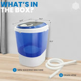 Portable washer for compact laundry use, translucent ABS plastic tub, white color, quiet operatio