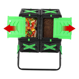 140L Dual Chamber Compost Bin Fast Assemble Tumbling Mobile Compost Starter